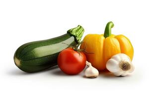 ai generado colección de varios vegetales en blanco antecedentes foto