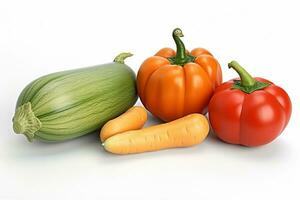 AI generated Collection of various vegetables on white background photo