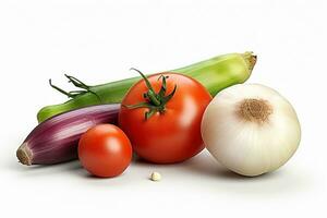 ai generado Fresco vegetales en blanco antecedentes. sano comida concepto foto