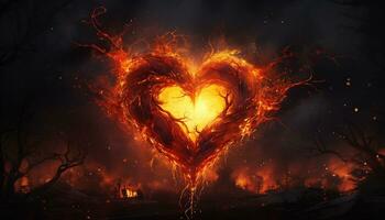 AI generated fire heart magical design icon photo