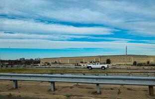 Washington, DC, USA - 12.13.2023 Exterior view of the Pentagon building in Washington, DC, USA. The Pentagon is the headquarters building of the US Department of Defense. photo