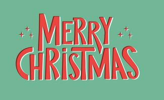 Merry Christmas lettering. Typography vector illustration. Vintage print effect.