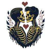 AI generated graphics skeleton couple in love photo