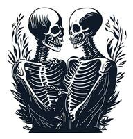 AI generated graphics skeleton couple in love photo