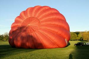 Oswestry in the UK on 18 May 2021. A view of a Balloon being blown up photo