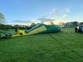 Oswestry in the UK on 18 May 2021. A view of a Balloon being blown up photo