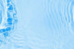 Abstract transparent water shadow surface texture natural ripple on blue background photo