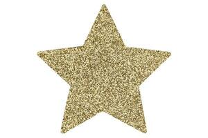 Golden glitter Christmas star ornament isolated on white background photo