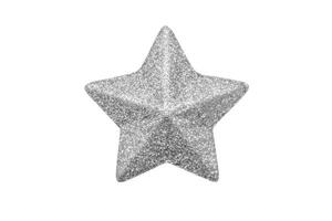 silver Christmas star glitter sticker isolated on white background photo