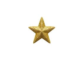 golden Christmas star glitter sticker isolated on white background photo