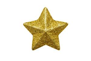 golden Christmas star glitter sticker isolated on white background photo