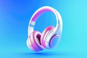 AI generated Modern headphones on blue background photo