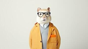 AI Generated a hamster scientist wearing glasses and a jacket, AI photo