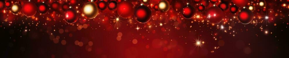 AI Generated A red and gold christmas background with a lot of lights, AI photo