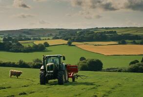 AI generated Serenity in the English Countryside A Glimpse into Rural Farm Life photo