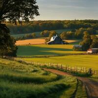 ai generado armonía en el americano granja capturar el espíritu de rural vida foto