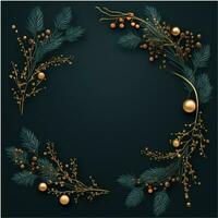 Christmas Festive wreath of fir branches holly garland lights Graphic vector illustration photo