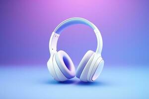 AI generated Modern headphones on purple background photo