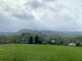 A view of the Lake District near Keswick on a cloudy day photo