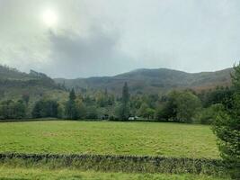 A view of the Lake District near Keswick on a cloudy day photo