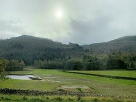 A view of the Lake District near Keswick on a cloudy day photo