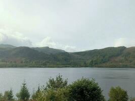 A view of the Lake District near Keswick on a cloudy day photo