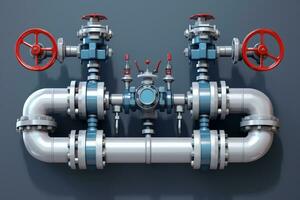 AI generated Pipeline valves. Gas transportation with gas or pipeline valves photo