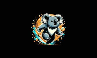 koala running splash background vector flat design