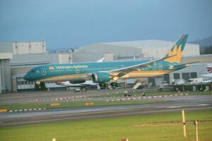 London in the UK on 5 November 2023. An Aeroplane coming in to land at London's Heathrow Airport photo