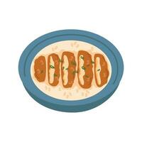 Katsudon Deep Fried Pork Cutlet with Egg on Rice vector