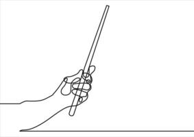 Hand holding pointer, can be used with a chart or something else as a background-continuous line drawing vector