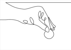 Hand with Coin money-continuous line drawing vector