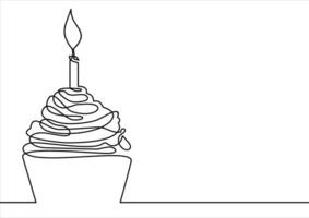 cupcake-continuous line drawing vector