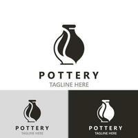 Pottery logo design handmade, creative traditional mug craft concept inspiration nature workshop vector