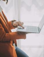 Audit concept,Administrator business man financial inspector and secretary making report calculating balance. Internal Revenue Service checking document. photo