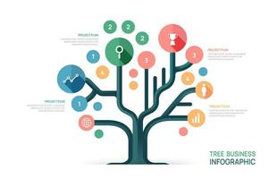 infografía árbol negocio crecimiento diseño modelo. eco negocio árbol concepto con pasos. vector ilustración.