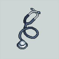 píxel Arte ilustración médico estetoscopio. pixelado estetoscopio. estetoscopio salud pixelado para el píxel Arte juego y icono para sitio web y vídeo juego. antiguo colegio retro vector