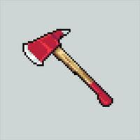 Pixel art illustration Red Axe. Pixelated Axe. Red Axe wood pixelated for the pixel art game and icon for website and video game. old school retro. vector