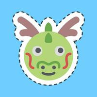 Cutting Line Sticker dragon face. Chinese Zodiac elements. Good for prints, posters, logo, advertisement, decoration,infographics, etc. vector