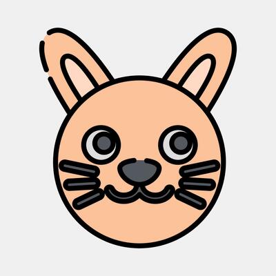 Icon bunny face. Chinese Zodiac elements. Icons in filled line style. Good for prints, posters, logo, advertisement, decoration,infographics, etc.