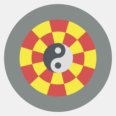 Icon yin yang symbol. Chinese Zodiac elements. Icons in color mate style. Good for prints, posters, logo, advertisement, decoration,infographics, etc.