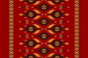 Carpet ikat red pattern art. Geometric ethnic ikat seamless pattern in tribal. American and Mexican style. vector