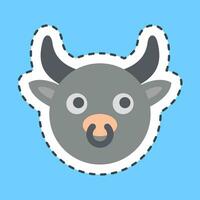 Cutting Line Sticker ox face. Chinese Zodiac elements. Good for prints, posters, logo, advertisement, decoration,infographics, etc. vector