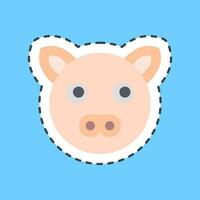 Cutting Line Sticker pig face. Chinese Zodiac elements. Good for prints, posters, logo, advertisement, decoration,infographics, etc. vector
