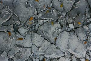 Cracked concrete wall as a background, closeup of photo. photo