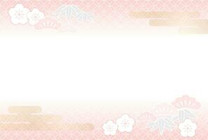 New Years Greetings Card Vector Template Decorated With Vintage Japanese Patterns And Auspicious Charms.
