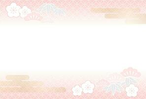 New Years Greetings Card Vector Template Decorated With Vintage Japanese Patterns And Auspicious Charms.