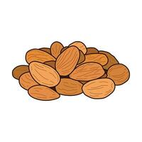 Kids drawing vector Illustration almonds in a cartoon style Isolated on White Background