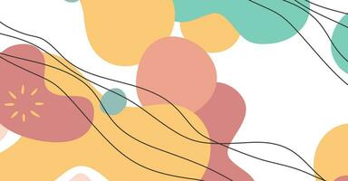 Abstract background various shapes and doodle objects pastel color vector