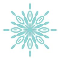 Flat symmetrical snowflake. Isolated design element. Vector illustration